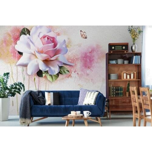 3d Wall Murals Custom Wallpaper Beautiful Abstract Watercolor flower three-dimensional flowers Wallpapers For Living Room