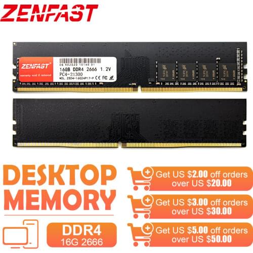 ZENFAST DDR3 DDR4 4GB 8GB 16GB 32GB Memoria Ram 1333 1600 2133 2400 2666 MHz Memory Desktop Dimm Ram for PC High Performance