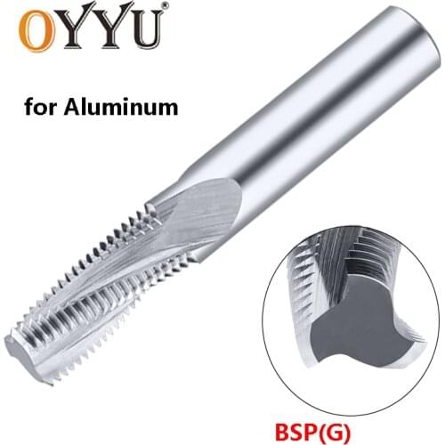 OYYU Inch BSP(G) Thread Milling Cutter for Aluminum Full Tooth Tungsten Carbide Steel Router Bit CNC Cutting Endmills 1/16"