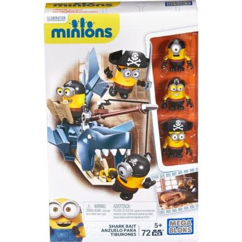 Mega Bloks Minions Shark Bait with 3-Buildable Figures 72pcs/pzs -5years old Children Toys Festival Christmas Gift