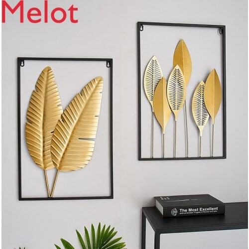 Northern Europe Light Luxury Wind Creative Metal Leaf Wall Decoration Restaurant Aisle Wall Atmospheric Iron Decoration Pendants