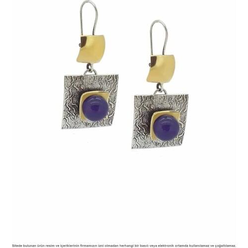 Silver Natural Amethyst Gemstone Earrings Design