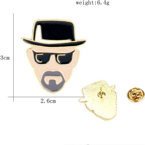 TV Show Breaking Bad Walter White Brooch Enamel Pin Brooches for Women Men Fashion Jewelry Lapel Pin Backpack Bags Badge Pin
