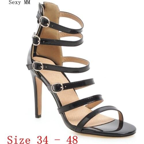 Women Gladiator Sandals High Heels Peep Toe Pumps Summer Shoes Woman High Heel Sandals Plus Size 34 - 40 41 42 43 44 45 46 47 48