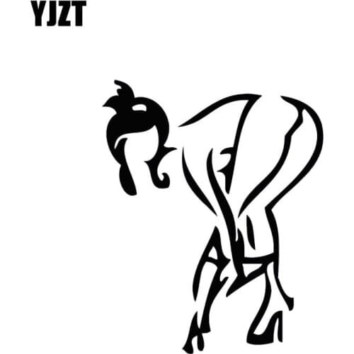 YJZT 10.5*12.9CM Abstract Sexy Girl Car Sticker Popular Fashion Style New Design Black/Silver Vinyl Car Decal C20-0933