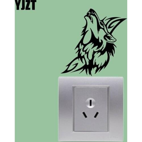 YJZT Howling Wolf Tribal Wall Switch Sticker Vinyl Decal Cartoon Creative 17SS0056