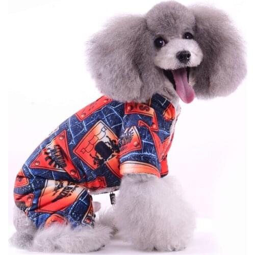 Pet Dog Jumpsuit 6 colors Four Legs Printed Soft Romper Dog Clothes Fashion Thick Warm clothes Chihuahua Teddy Yorkshire