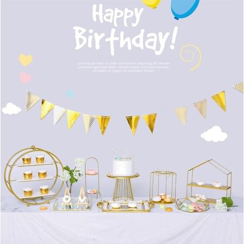 Gold Metal Cake Stands Sets for Wedding Baby Shower Birthday Home Party Dessert Tableware Cupcake Holder Plates for Bakeware