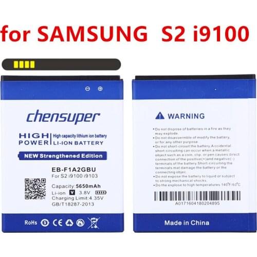 100% Original chensuper 5650mAh EB-F1A2GBU Use for SAMSUNG S2 Battery I9100g I9103 I9105 I9108 I9050 I9188 S II I9100 Battery