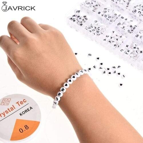 1200PCS Acrylic Letter Beads White Round Letter Beads Alphabet Beads A-Z and Heart Bead Bracelet Necklace Jewelry Making