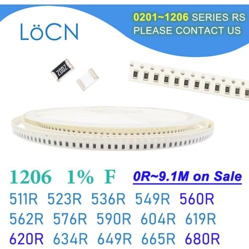 1206 1% F 5000PCS SMD 511R 523R 536R 549R 560R 562R 576R 590R 604R 619R 620R 634R 649R 665R 680R 3216 Resistor OHM