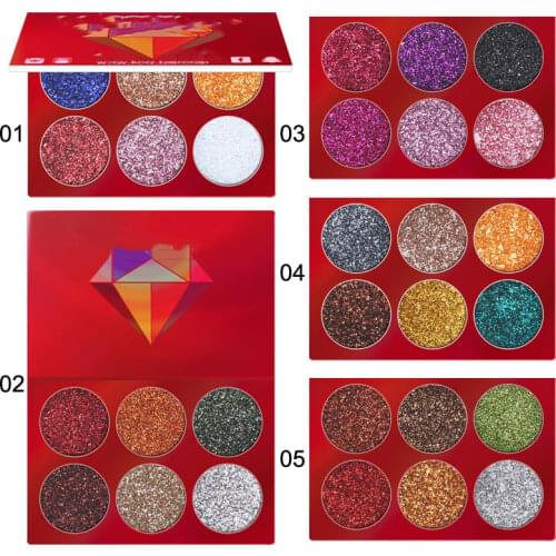 6 Colors Makeup Matte Shine Diamond Eyebrow Powder Palette Glitter Eyeshadow Palette Waterproof Eyeshadow Pigment Cosmetic Tool