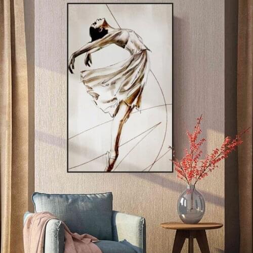 Ballet Dancing Girl Abstract Canvas Painting Poster Art Print Nordic Decoration Wall Picture for Living Room Dance Room Decor