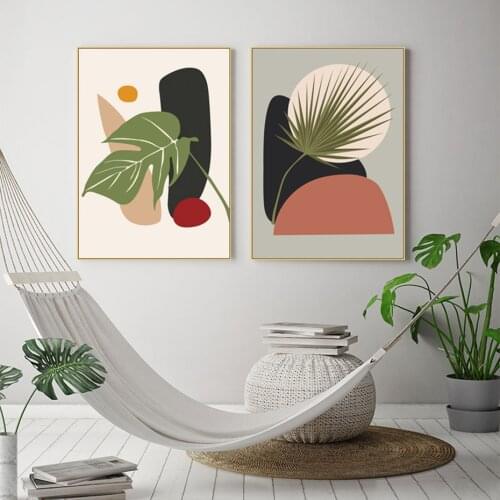 Abstract Geometric Landscape Leaves Posters Canvas Paintings Wall Art Prints Pictures for Living Room Interior Modern Home Decor