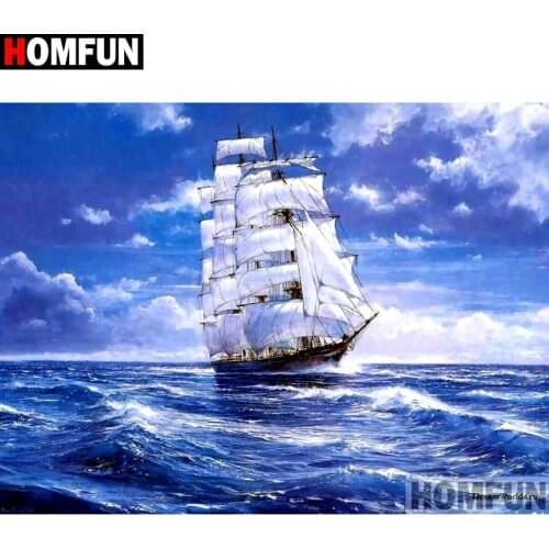 HOMFUN Full Square/Round Drill 5D DIY Diamond Painting "Boat scenery" Embroidery Cross Stitch 3D Home Decor Gift A11013
