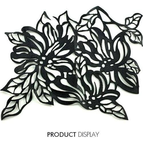 Black Hotfix Patch PU Leather Embellishment Iron On Applique Stickers Scrapbooking Sewing Supplies for Costumes Bag 30piece/TH53