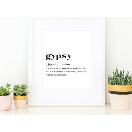 Gypsy Definition Print Bohemian Wall Art Picture Poster Travel Quote Free-Spirit Gypsy Soul Art Canvas Painting Home Wall Decor