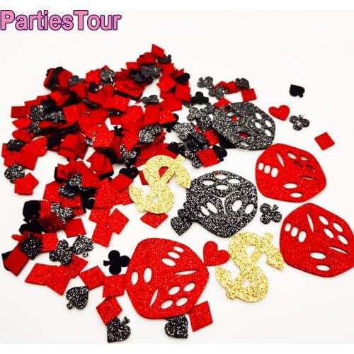 Poker Dice Dollar Confetti Scatters Glitter Nonwoven Red Black Confetti Table Decor Confetti for Casino Night Poker Theme Party