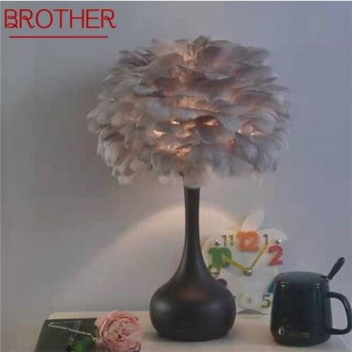 BROTHER Creative Table Lamps Contemporary Feather Desk Lights for Home Living Bed Room Decoration