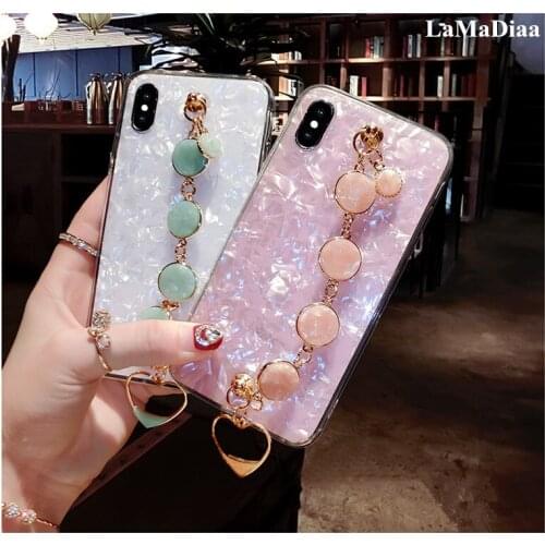 LaMaDiaa Phone Case For iphone XS MAX XR X 8 7 6 6S Plus 11 Pro MAX Case Crystal Tassel Conch Shell Pattern Soft Silicone Covers
