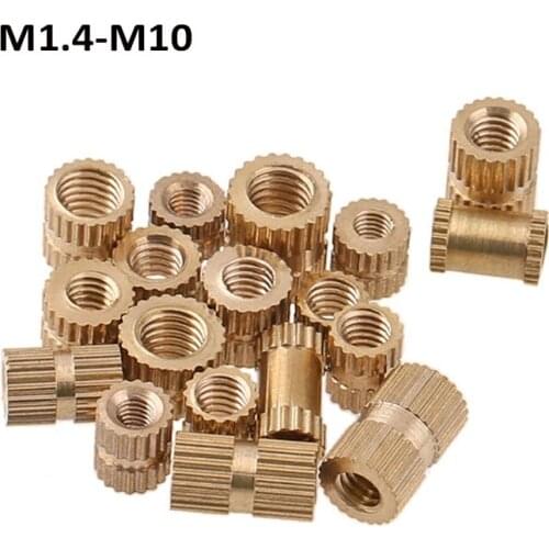 M1.4 M1.6 M2.5 M3 M4 M5 M6 M8 M10 Brass Pure Metric Thread Injection Molding Knurl Insert Nut Nutsert Embedded Nuts