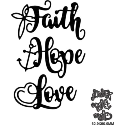 3 pcs Metal cutting die letter Faith Hope Love for Christmas scrapbooking paper card making photo album craft template mold 2021