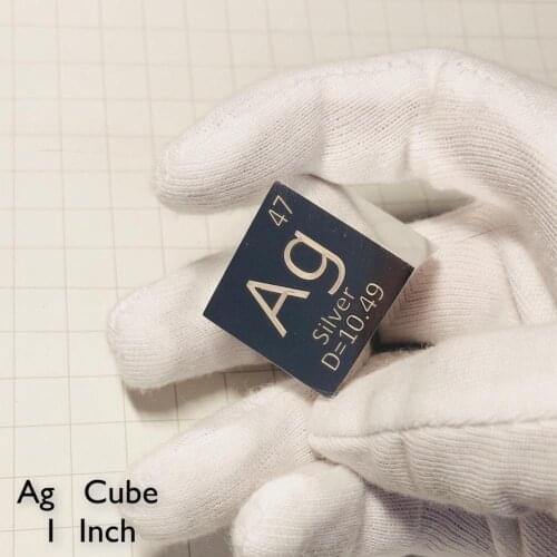 Supply Silver (Ag) Metal 1Inch Cube Ag 25.4x25.4x25.4mm Density cube for Element Collection