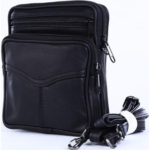Fashion Portable Mens Business European Style Crossbody Shoulder Bags Black Leather Mini Crossbody Bag For Men