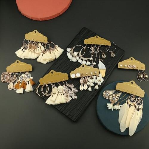 Vintage Earrings Set 2021 Bohemian Ethnic Geometric Round Fringe Tassel Dangle Earrings For Women Boho Summer Jewelry Pendientes