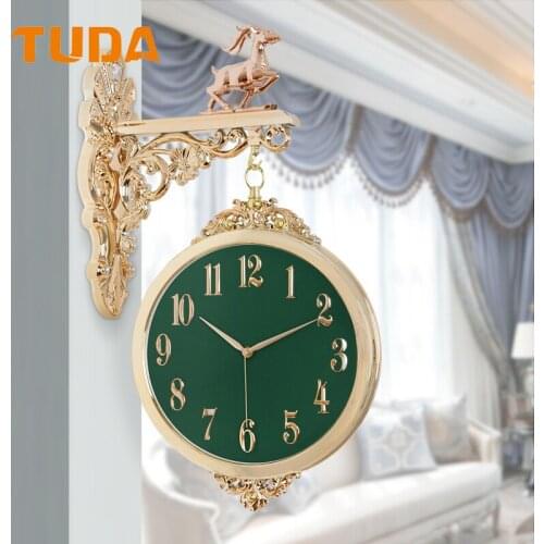 Nordic Double-Sided Wall Clock Modern Simple and Luxury Deer Clock Living Room Home Fashion Clock Creative Wall Hanging Clock