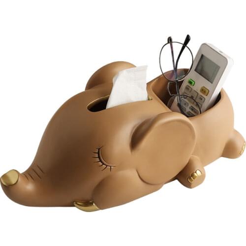 Nordic Luxury Tissue Boxes Creative Elephant Multi-Functional Napkin Holder Storage Desktop Tissue Case Living Room Ornaments