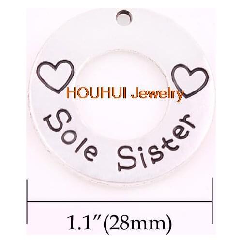 New Arrival Hot sale 100pcs antique silver zinc Round Sole Sister love float Pendant(P110009)