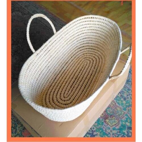 Corn Woven Baby Crib Portable Travel Outdoor Bed Hand Naked Basket Cradle Sleeping Protector For Newborns Room Decoration