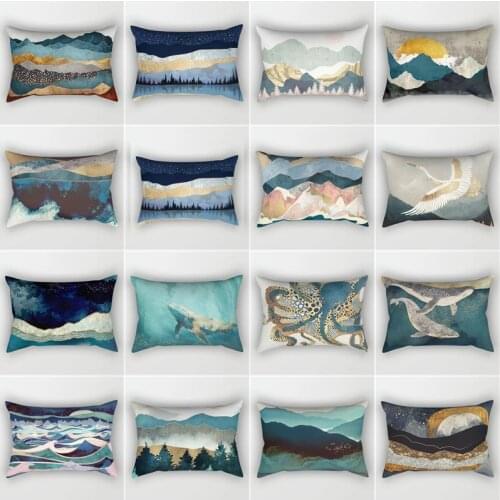 Ins Wind Simple Landscape Pillow 30*50 Rectangular Sofa Cushion Waist Pillow Cushion Net Red Pillow Double Sided