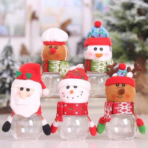 New Christmas Creative Hanging Hand Candy Jar Snowman Santa Claus Elk Christmas Candy Bag Boxes Child Kids Gifts New Year