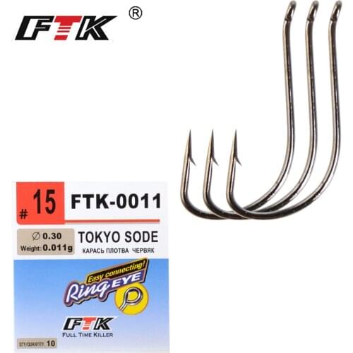 FTK TOKYO SODE Fishing Hooks From Japan Barbed Eyed Ringed 8-10 /Pack Size 6-15# Fly Fishing accessories For Carp Fishing