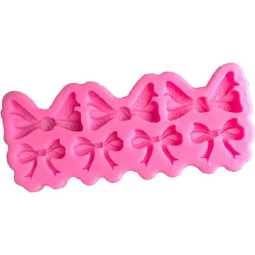 Seven large and small bowknots turning sugar silicone mold, DIY clay dropping molding tool C162