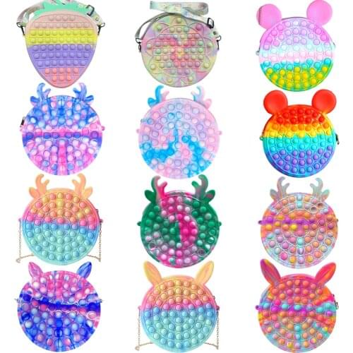 Silicone Macaron Bag Push Bubble Shoulder Bag Girl Puzzle Relaxing Reliever Antistress Decompression Toy Adult Kids Gifts