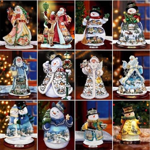 YI Bright 5D Diamond Painting Christmas Snowman Full Square Round Diamond Embroidery Landscape Santa Claus Rhinestone Kit Wall