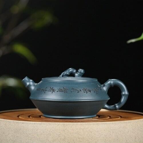 Yixing Purple Sand Pot Teapot Teaware Raw Mine Azure Sludge Pot Hand-engraved Wang Zhenxue Craftsmen Mixed Batch