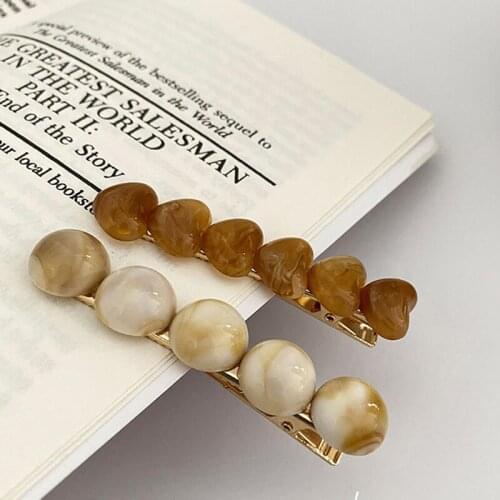 Heart Round Acrylic Vintage Temperament Simple Barrettes 2021 New Korean Fashion Girls Headwear Hair Accessories Hairpins