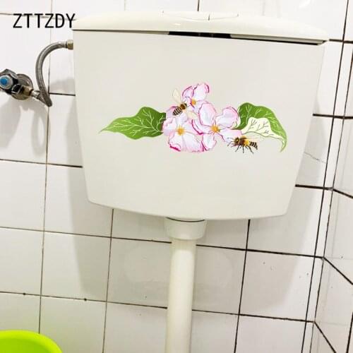 ZTTZDY 28×10.5CM Fresh Flower Branches Bathroom Toilet Stickers Funny Home Wall Decoration T2-1160