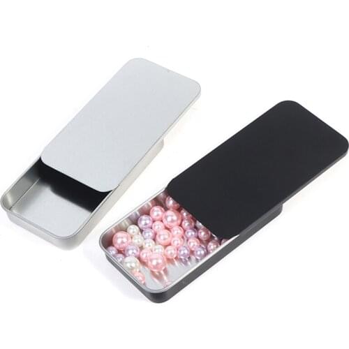 1pc Mini Iron Box Slide Cover Storage Box Wedding Jewelry Pill Cases Portable Tin Boxes Container Cosmetic Organizer
