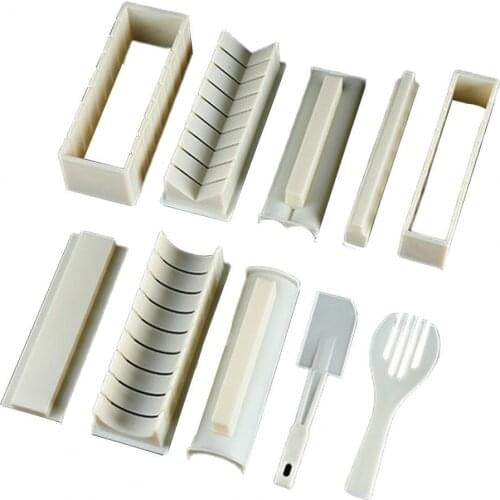 10Pcs/Set Mold Multifunctional Exquisite Food Grade PP Sushi Rolls Mould for Kitchen