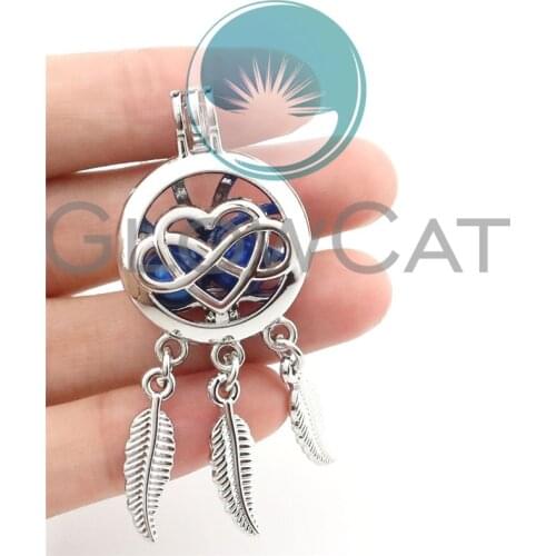 10X K791 Dream Catcher Heart Infinity Love Beads Cage Locket Pendant Essential Oil Diffuser Pearl Cage Jewelry Finding