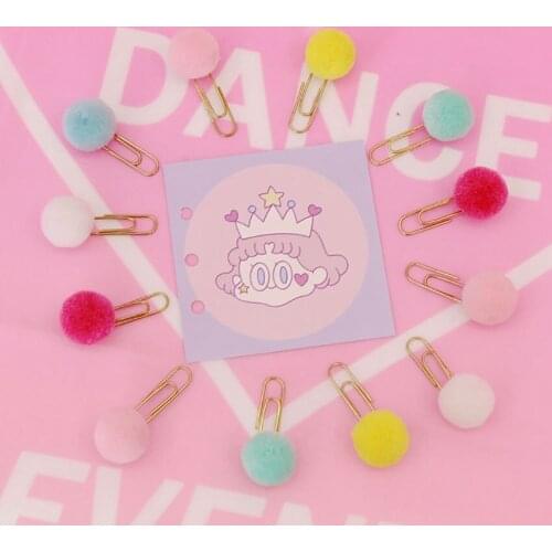 2pcs/lot Cute Hairball papercilp Modelling Paper Clips Fashion Business Office Lady Style Office Stationery DIY decor bookmarks