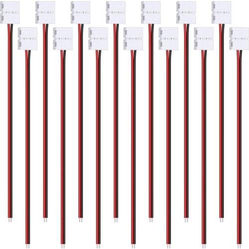 24Pcs 8Mm 2 Pin LED Strip Light Connector For 8 Mm Wide Flexible SMD 3528 2835 Single Color LED Strip Lights Solderless