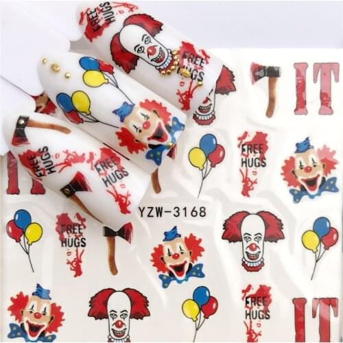 3D nail art sticker ultra thin water transfer nail foils Halloween party water transfer nail decals FW062