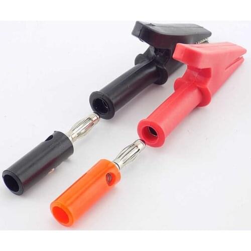 4mm Banana Plug Probe Test electric Black Red Color Cable Alligator Clip Alligator Socket Insulated diy Clips