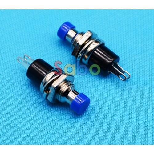 5PCS Blue Lockless ON/OFF Push button Switch Press the reset switch PBS-110